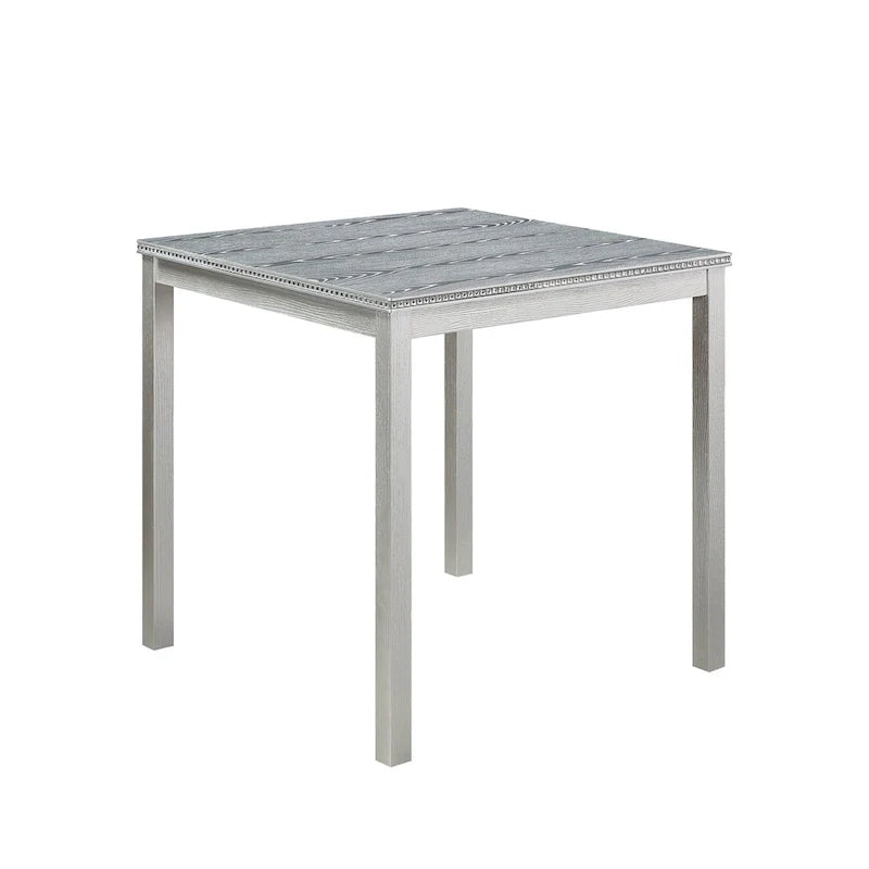 Set da pranzo moderno di 5 pezzi con tavolo quadrato ad altezza bancone e 4 sedie imbottite