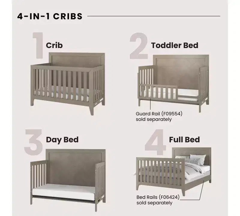 Set asilo nido Child Craft Kieran: culla, cassettiera doppia e comò, 3 pezzi, include culla convertibile 4-in-1, cassettiera e comò