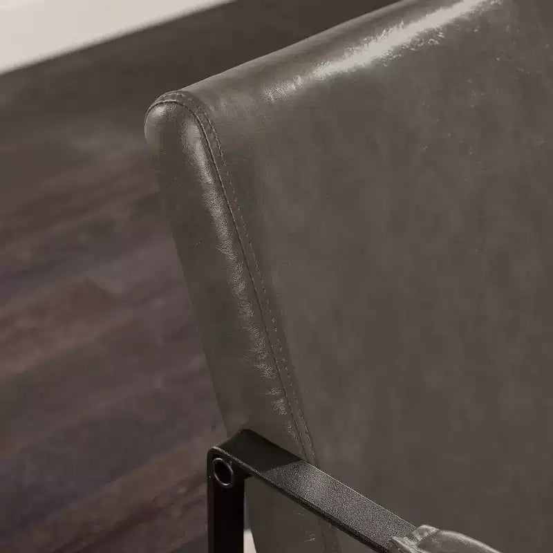 Faux Leather Cushioned Seat and Back Accent Chair with Metal Frame