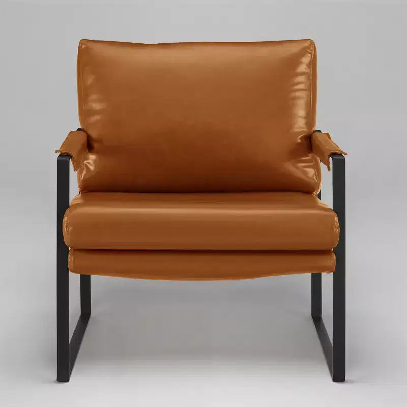 Faux Leather Cushioned Seat and Back Accent Chair