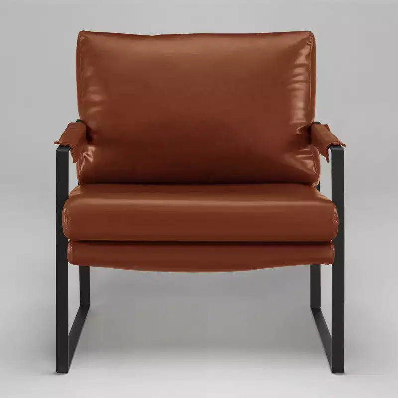 Faux Leather Cushioned Seat and Back Accent Chair