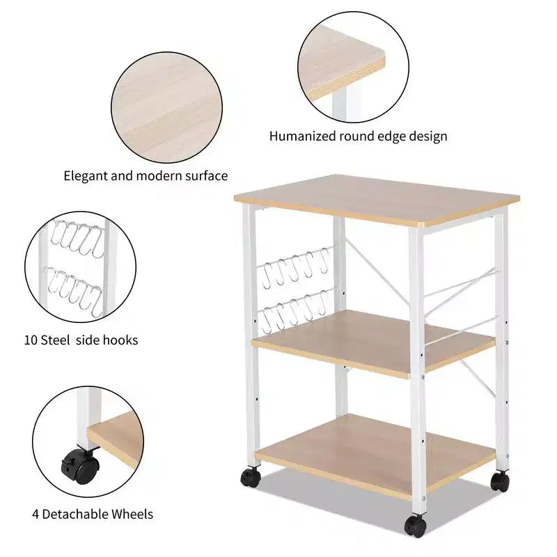 Baker's Rack 3-Tier Kitchen Utility Microwave Oven Stand