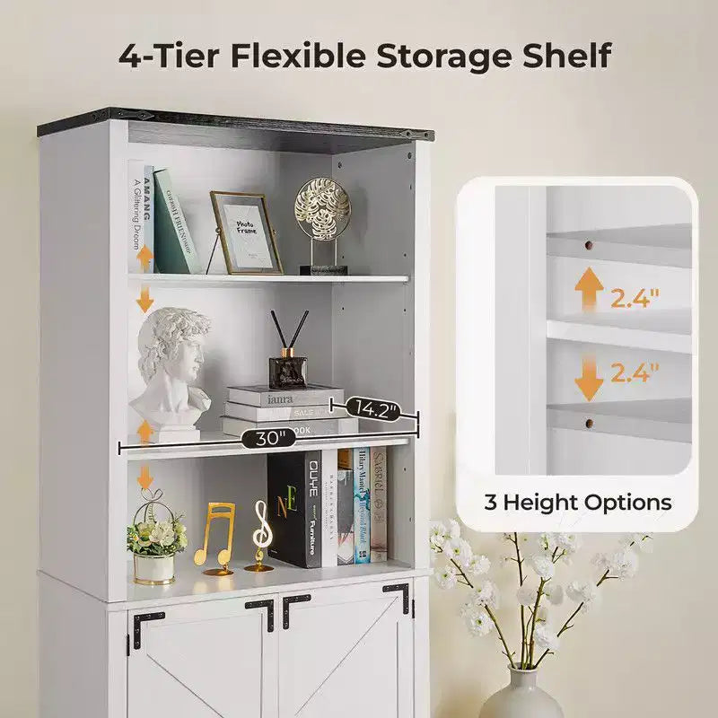 White 70.86in.H Display Cabinet with 3-layer 2-door