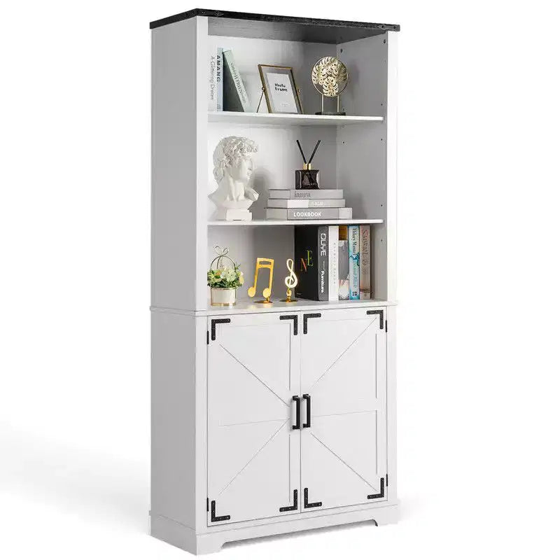 White 70.86in.H Display Cabinet with 3-layer 2-door