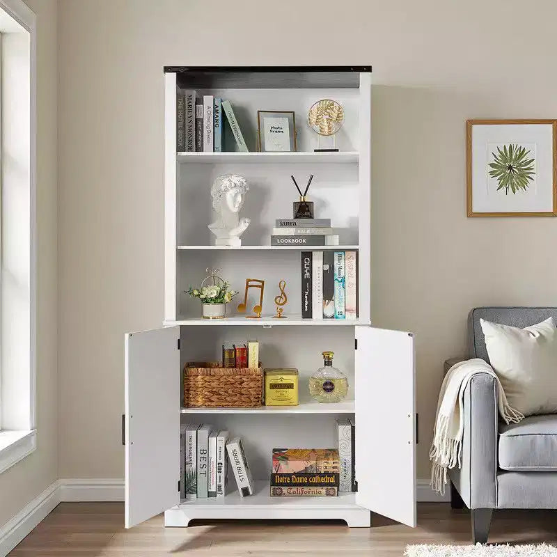White 70.86in.H Display Cabinet with 3-layer 2-door