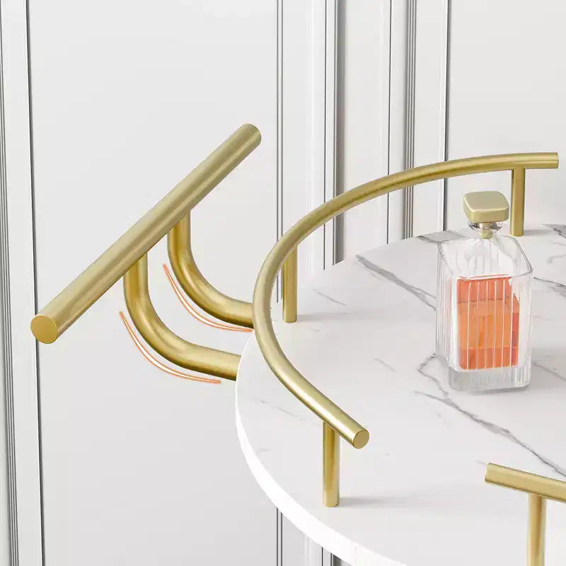 3-Tier Rotating Bar Cart Gold with Wine Rack and Glass Holder
