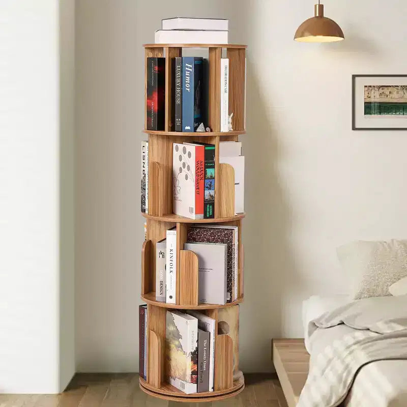 4-Tier 360° Rotating Bookshelf - Floor-Standing Storage Organizer