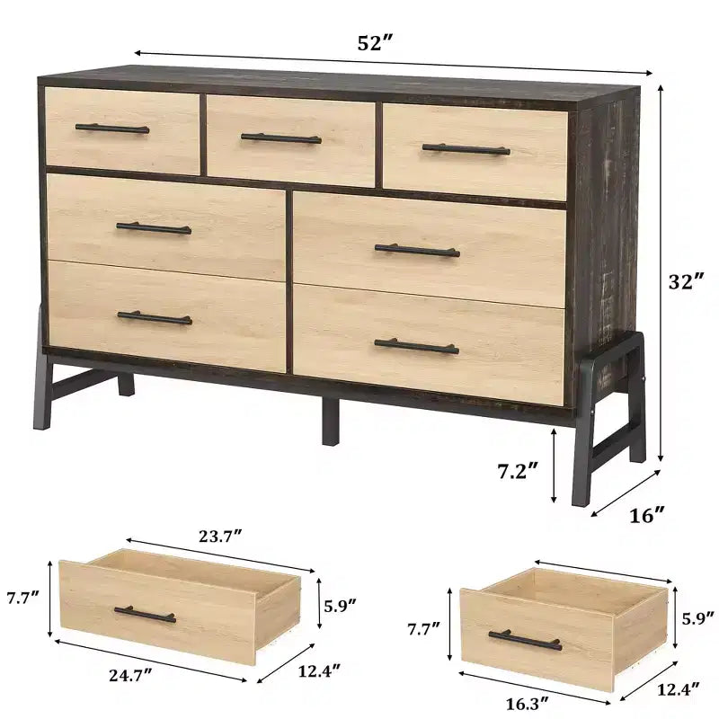 7-Drawer Dresser for Bedroom - 52" Wide Storage Chest