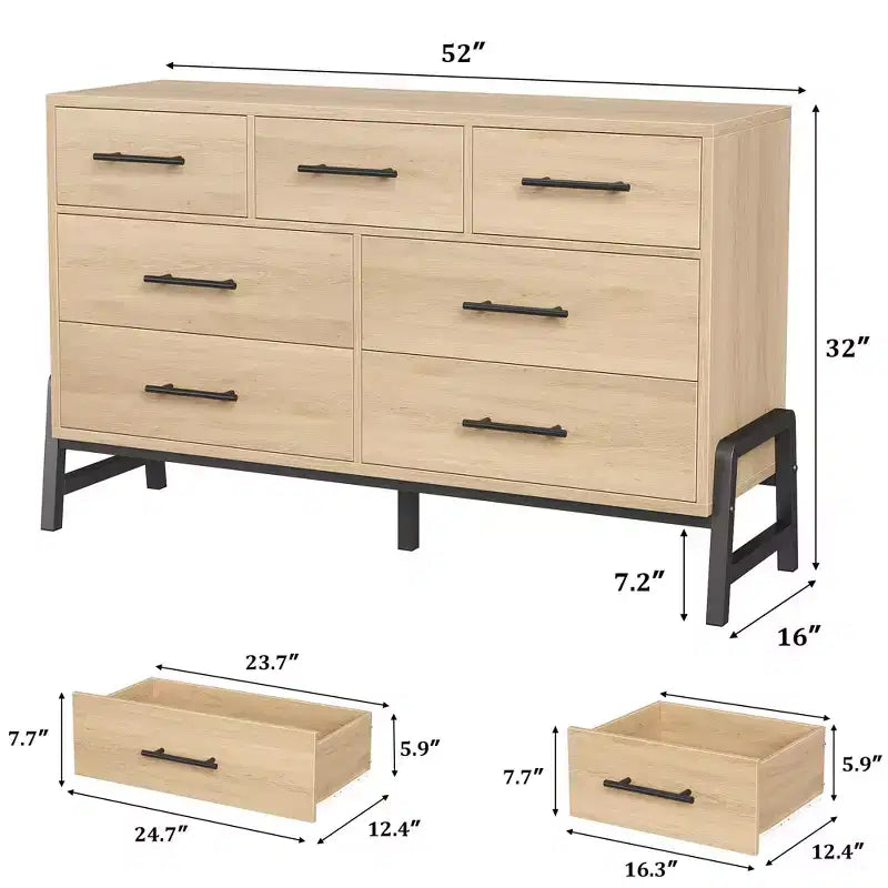 7-Drawer Dresser for Bedroom - 52" Wide Storage Chest