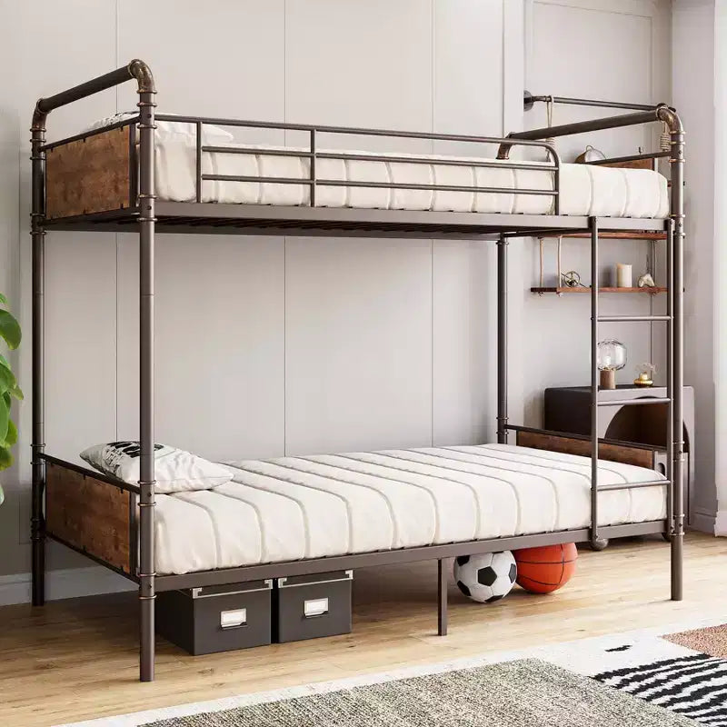 Bunk Bed, Twin Bed - Heavy Duty Industrial Metal Bunkbeds with Safety Guard Rails, Convertible to Two Beds
