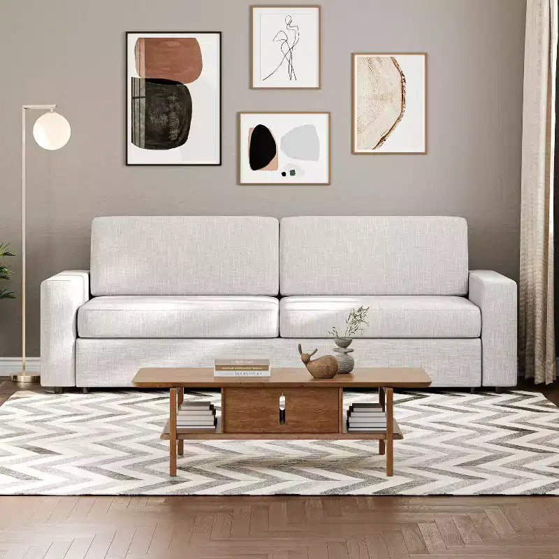 88.6" Convertible Sleeper Sofa Bed - Modern Linen Fabric Pull-Out Couch