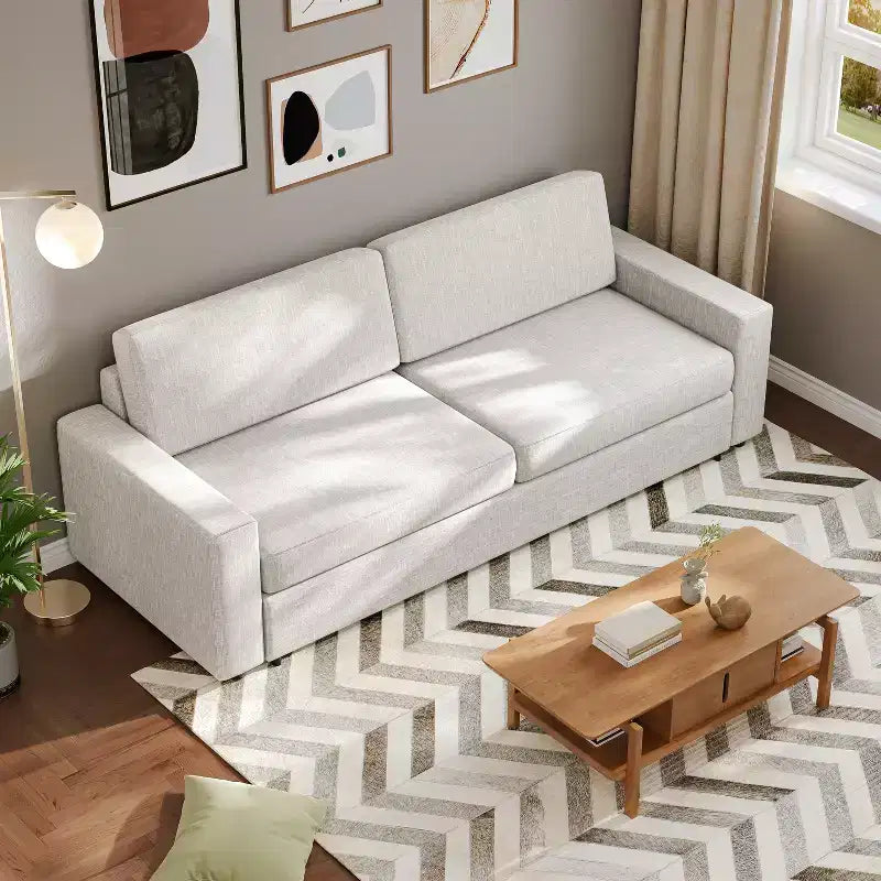 88.6" Convertible Sleeper Sofa Bed - Modern Linen Fabric Pull-Out Couch