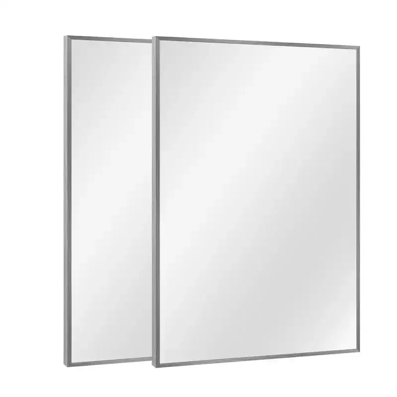 2 Pieces 36 In.H X 24 In.W Gold Aluminum Alloy Fine Edged Rectangular Hanging Mirror Frame Wall Mirror