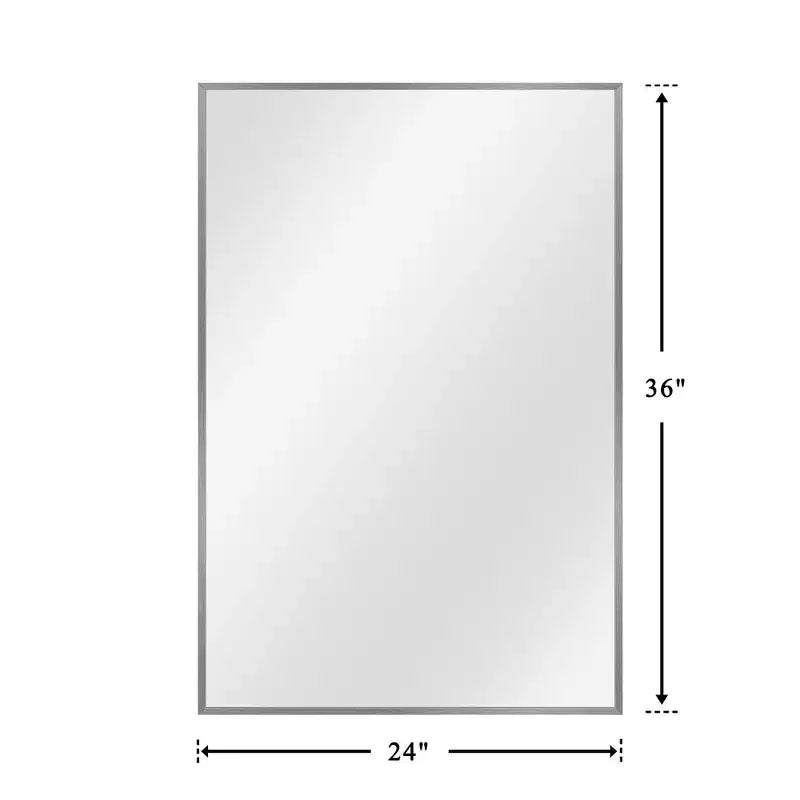 2 Pieces 36 In.H X 24 In.W Gold Aluminum Alloy Fine Edged Rectangular Hanging Mirror Frame Wall Mirror
