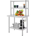 Stainless Steel Table with Overshelves, 48x24 Commercial Kitchen Prep & Work Table, for Kitchen Restaurant Garage Warehouse