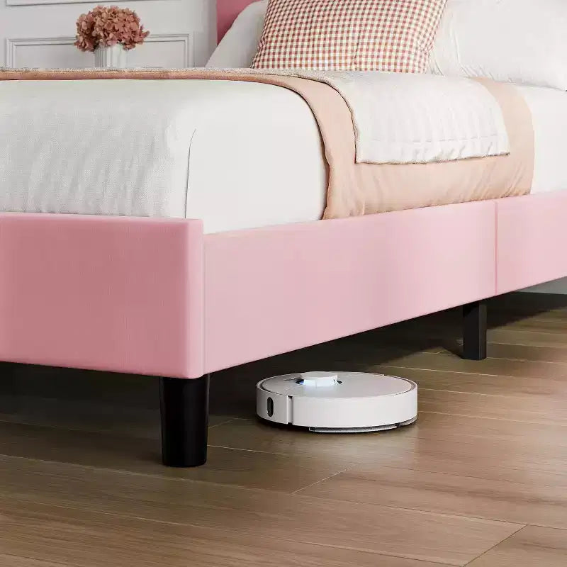 Bed Frame with Adjustable Headboard, Upholstered Platform Bed Frame with Strong Wooden Slats, No Box Spring Needed, Easy Assembly