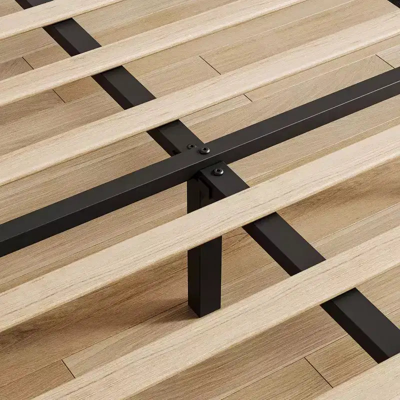 Bed Frame with Adjustable Headboard, Upholstered Platform Bed Frame with Strong Wooden Slats, No Box Spring Needed, Easy Assembly