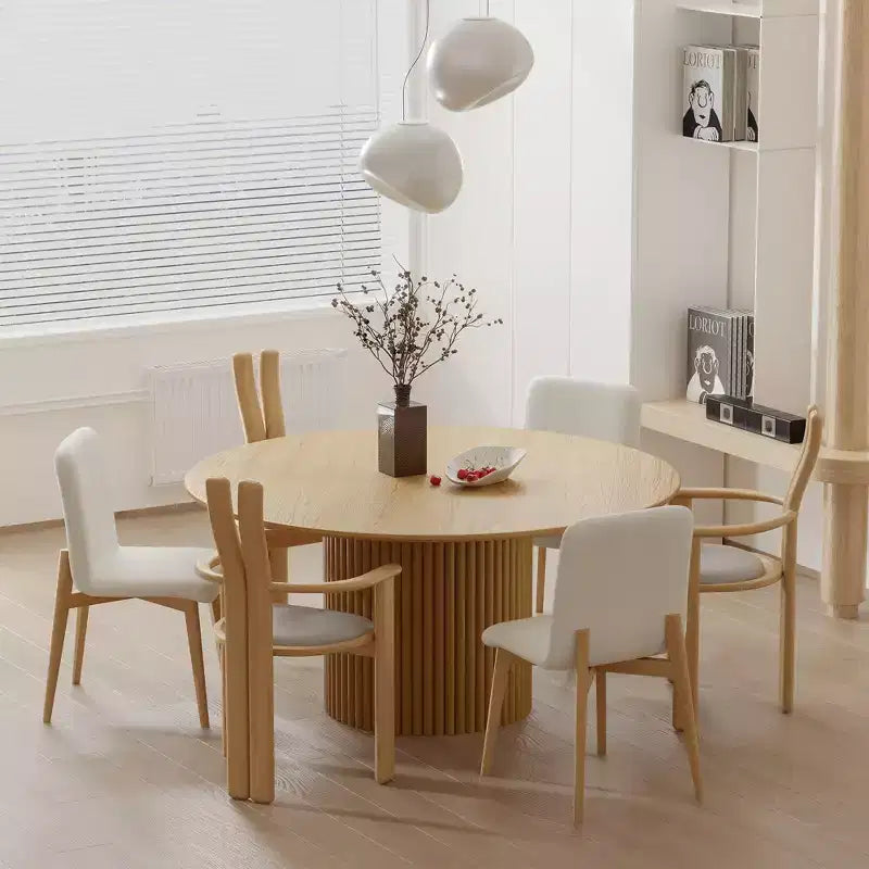 60" Round Wood Dining Table - Modern Farmhouse, Seats 6
