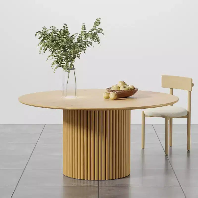 60" Round Wood Dining Table - Modern Farmhouse, Seats 6