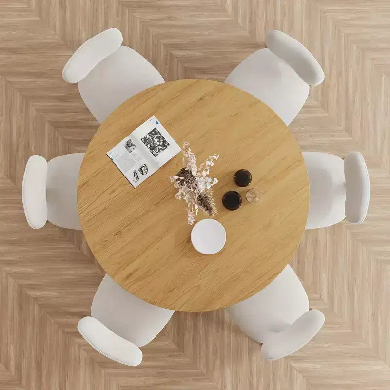 60" Round Wood Dining Table - Modern Farmhouse, Seats 6