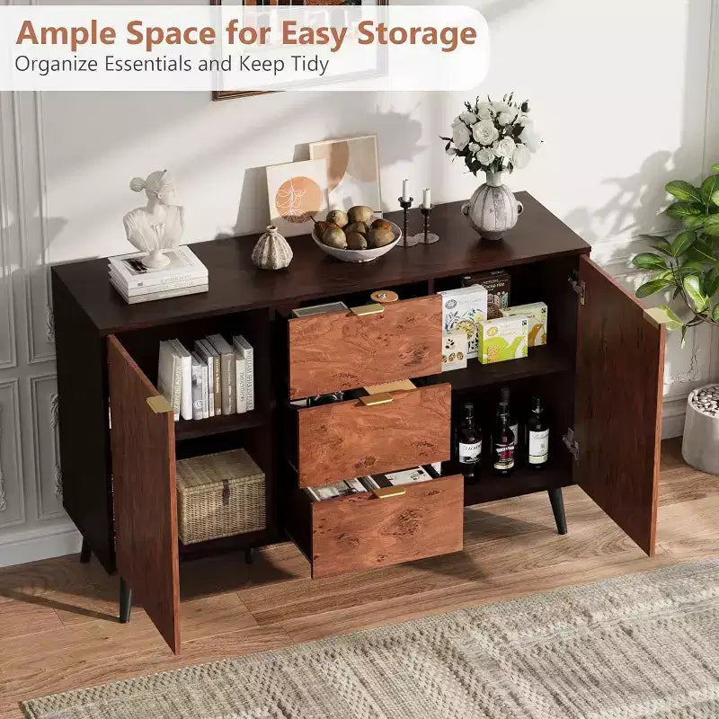 51 Buffet Cabinet with Drawers - Storage Sideboard with Shelves & Doors for Dining Room