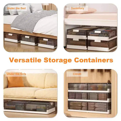 2-Pack Under Bed Storage Containers with Lids, Clear Plastic Bins with Latches, Stackable Underbed Organizer Boxes for Clothes, Shoes, Towels
