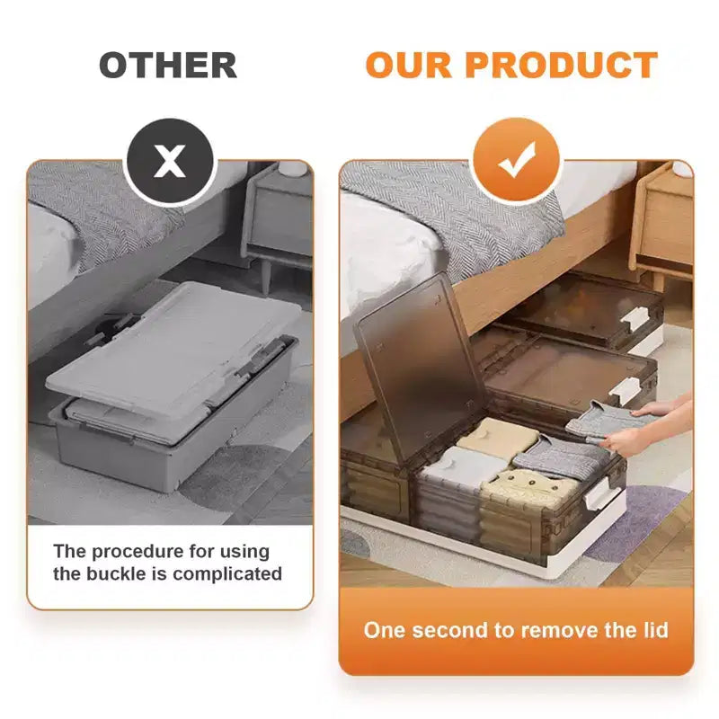 2-Pack Under Bed Storage Containers with Lids, Clear Plastic Bins with Latches, Stackable Underbed Organizer Boxes for Clothes, Shoes, Towels