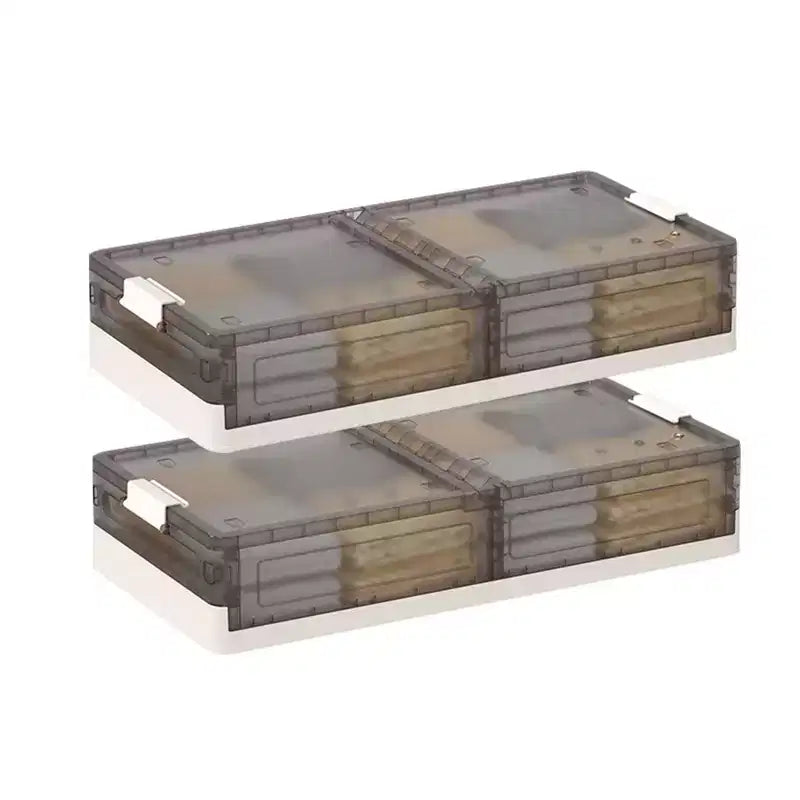2-Pack Under Bed Storage Containers with Lids, Clear Plastic Bins with Latches, Stackable Underbed Organizer Boxes for Clothes, Shoes, Towels