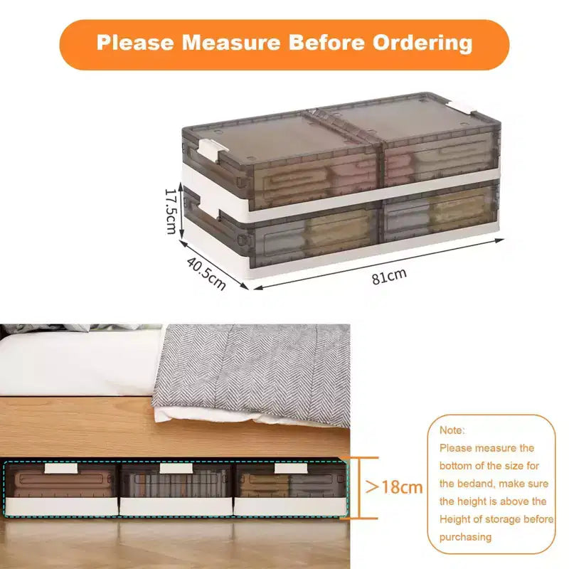 2-Pack Under Bed Storage Containers with Lids, Clear Plastic Bins with Latches, Stackable Underbed Organizer Boxes for Clothes, Shoes, Towels