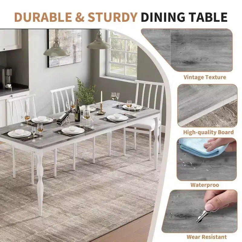 Tavolo da Pranzo Rettangolare per 6 Persone, Tavolo da Cucina Rustico da 180 cm con Ampio Piano