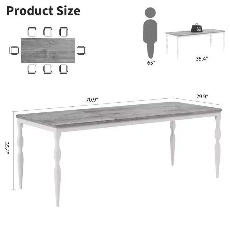 Tavolo da Pranzo Rettangolare per 6 Persone, Tavolo da Cucina Rustico da 180 cm con Ampio Piano