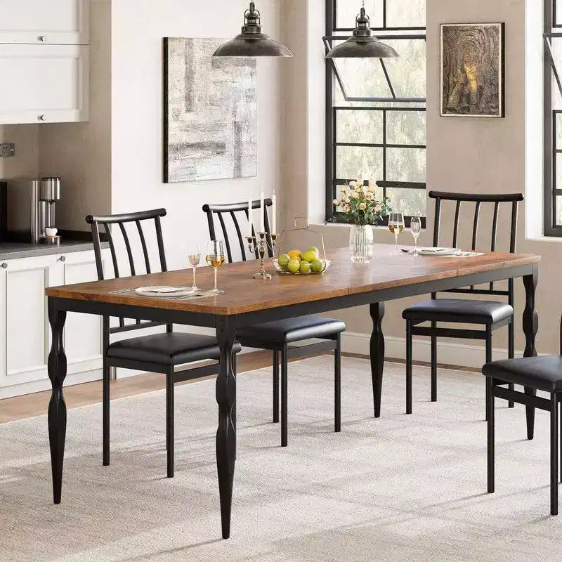 Tavolo da Pranzo Rettangolare per 6 Persone, Tavolo da Cucina Rustico da 180 cm con Ampio Piano