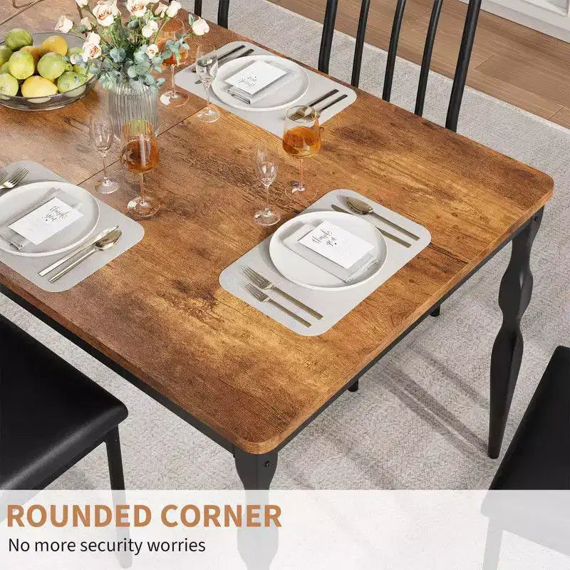 Tavolo da Pranzo Rettangolare per 6 Persone, Tavolo da Cucina Rustico da 180 cm con Ampio Piano