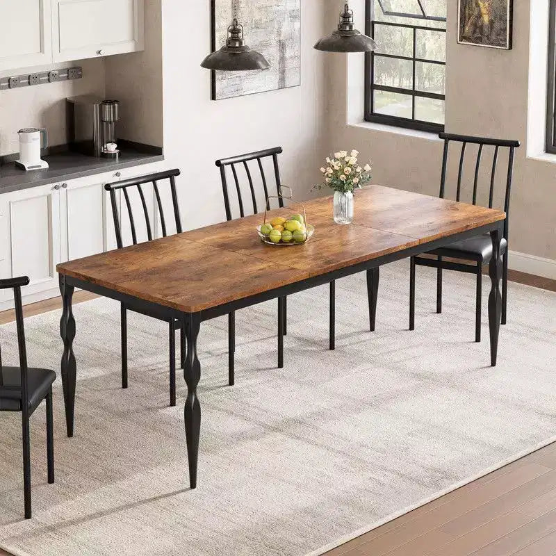 Tavolo da Pranzo Rettangolare per 6 Persone, Tavolo da Cucina Rustico da 180 cm con Ampio Piano