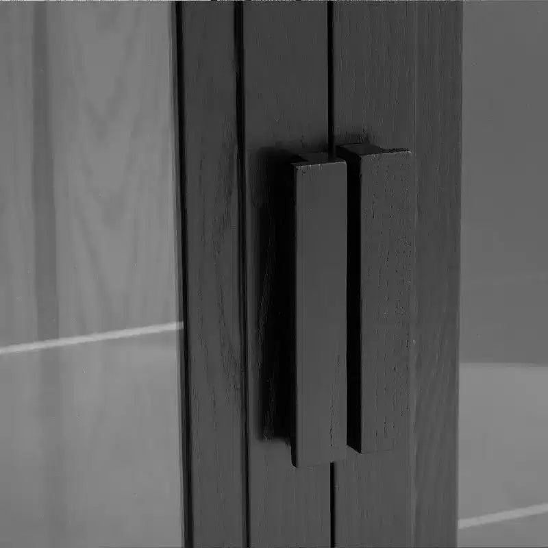 PexFix 62 L x 36 H Grande Credenza Madia Buffet con 4 Ante in Vetro 2 Ripiani Regolabili per Cucina Soggiorno/Sala da Pranzo Camera da Letto Ingresso Nero