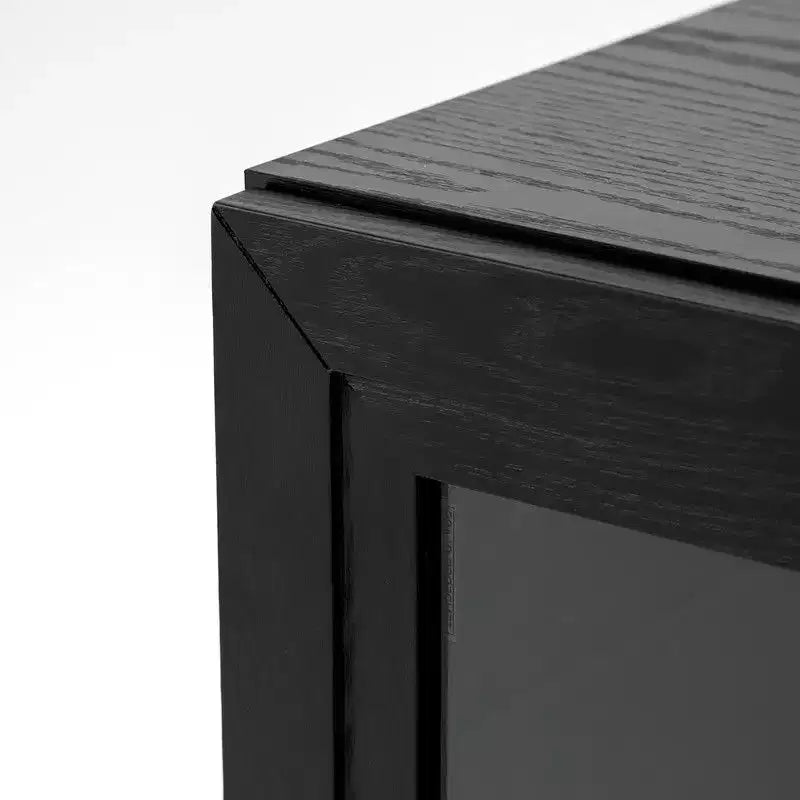 PexFix 62 L x 36 H Grande Credenza Madia Buffet con 4 Ante in Vetro 2 Ripiani Regolabili per Cucina Soggiorno/Sala da Pranzo Camera da Letto Ingresso Nero