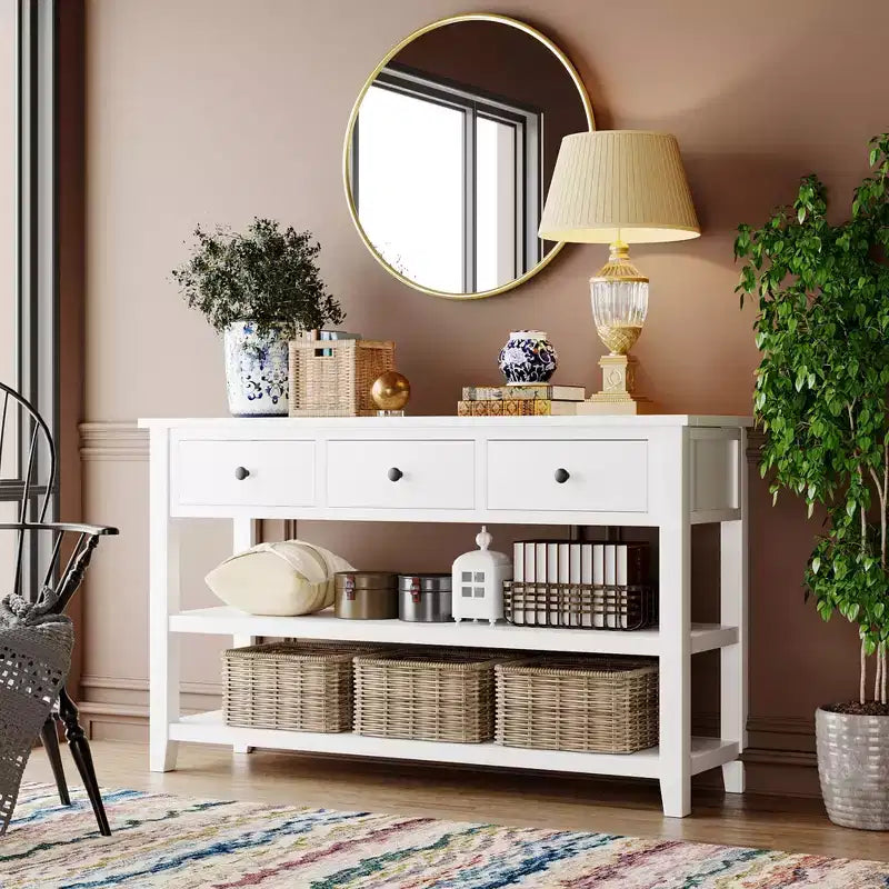 GDFStudio Peggy 50 Consolle con cassetti e ripiani aperti