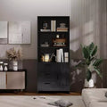 Acekool 6-Tier Bookshelf with Door and 3 Drawers, 71 Tall Bookcase, 3 Open Shelves, Storage Cabinet, for Home Office or Bedroom