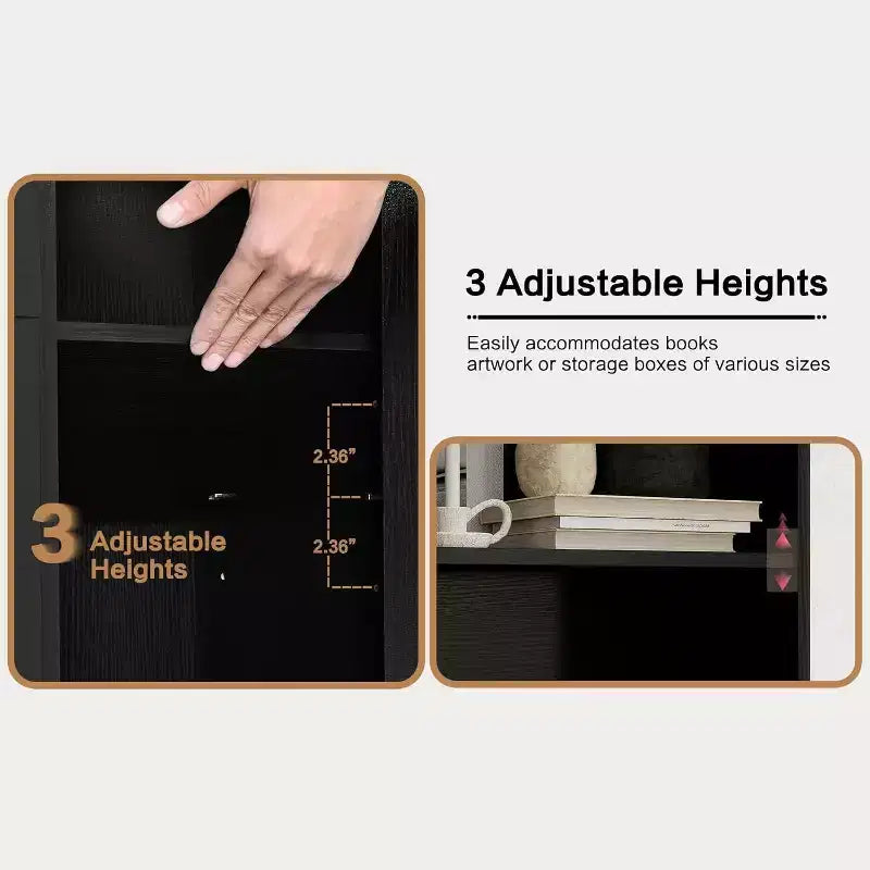 Libreria a 6 ripiani Acekool con anta e 3 cassetti, libreria alta 71 pollici, 3 ripiani aperti, mobiletto, per ufficio o camera da letto