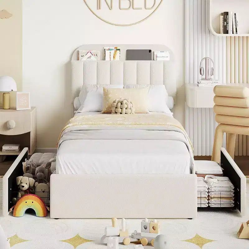 COZONY Struttura Letto Singolo/Singolo XL con Cassetti Contenitore