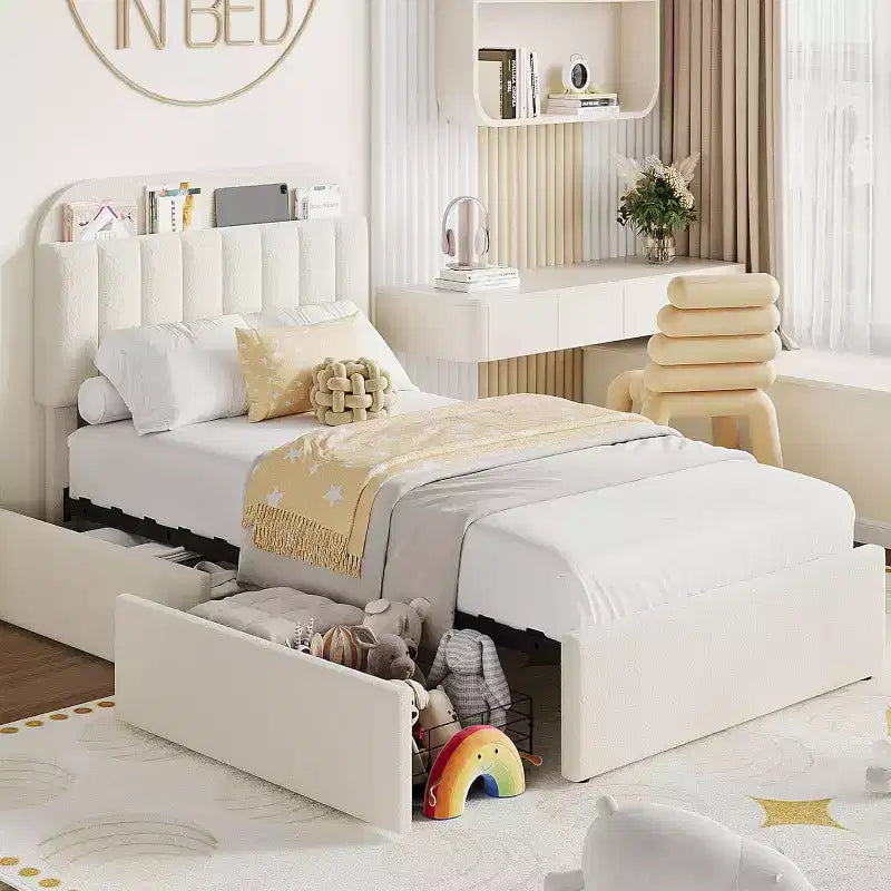 COZONY Struttura Letto Singolo/Singolo XL con Cassetti Contenitore
