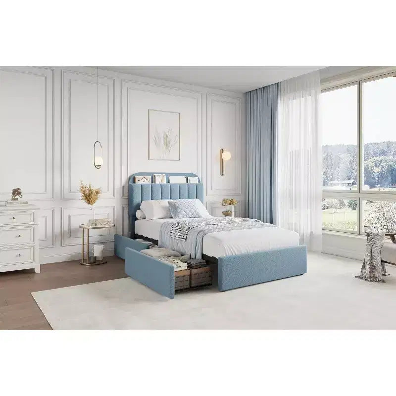 COZONY Struttura Letto Singolo/Singolo XL con Cassetti Contenitore