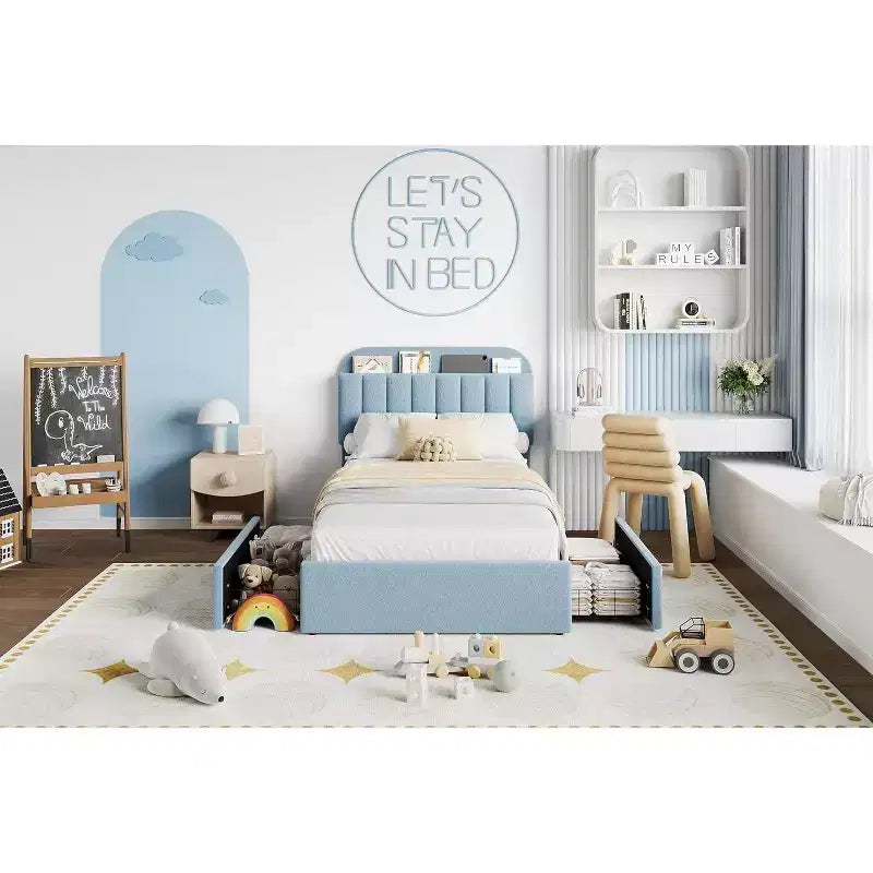 COZONY Struttura Letto Singolo/Singolo XL con Cassetti Contenitore