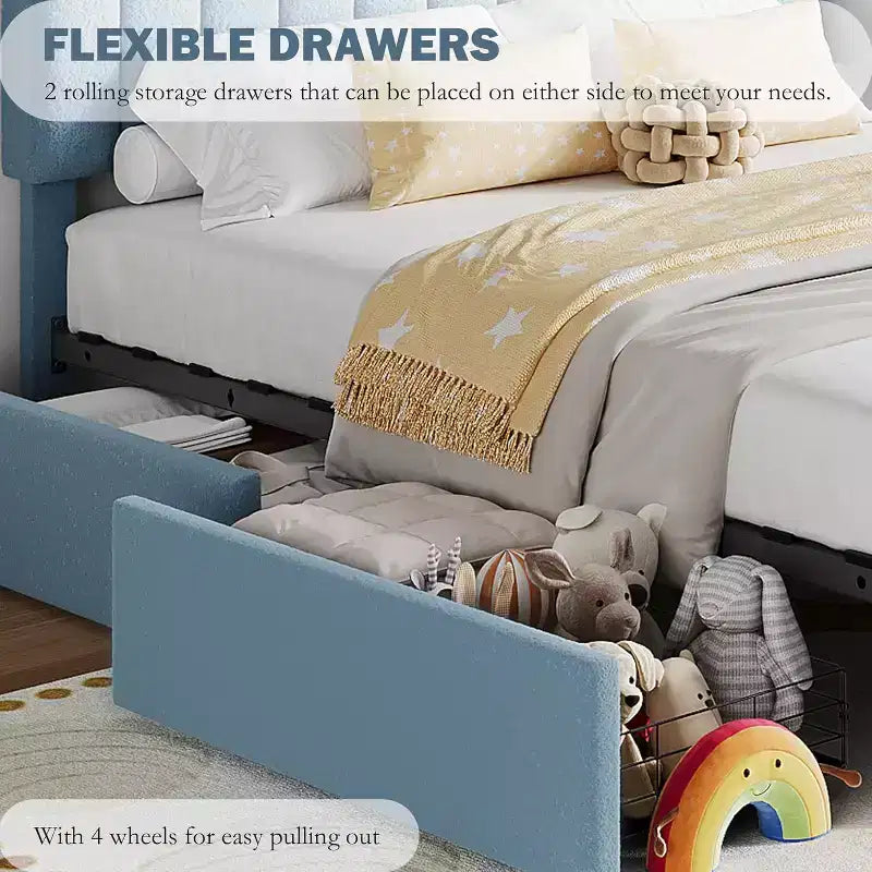 COZONY Struttura Letto Singolo/Singolo XL con Cassetti Contenitore