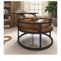 Round Lift Top Coffee Table with Storage and Hidden Compartment Small Circle Wood Farmhouse Center Table
