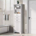 Okak Freestanding Bathroom Cabinet with 3-Drawer, Tall Storage Cabinet, Bathroom Floor Cabinet with Adjustable Shelves for Living/Office, White