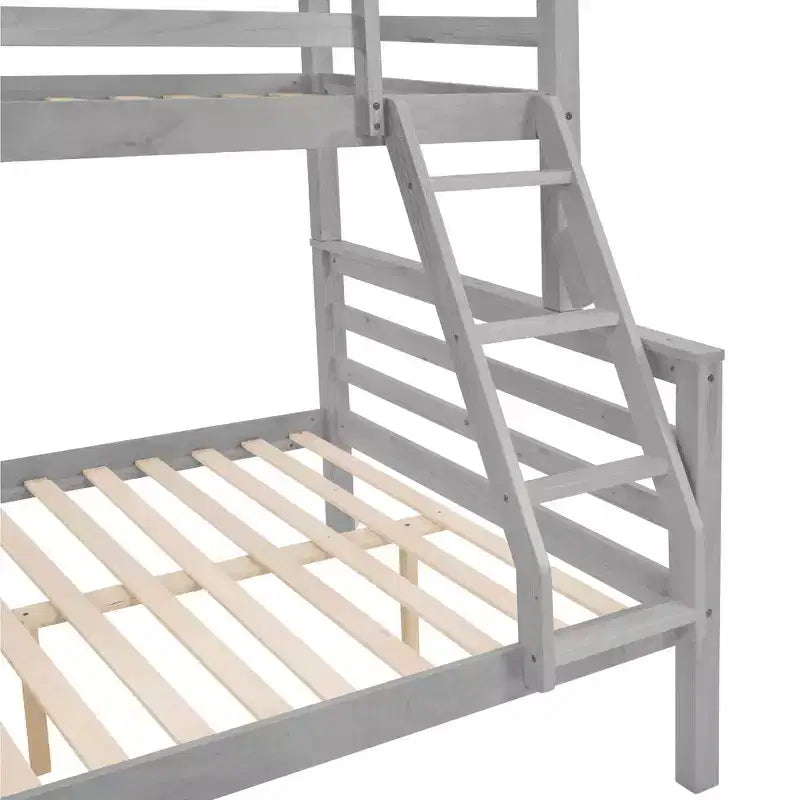 MAYEERTY Letto a castello Twin su Full con scaletta, Struttura letto in legno con sponde alte per bambini, Non richiede rete a doghe/materasso a molle