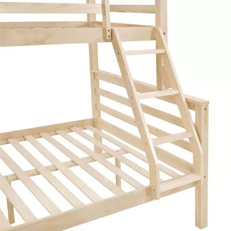 MAYEERTY Letto a castello Twin su Full con scaletta, Struttura letto in legno con sponde alte per bambini, Non richiede rete a doghe/materasso a molle