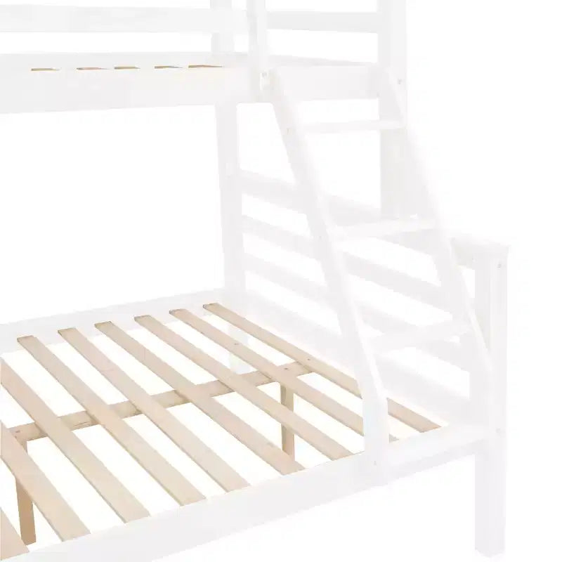 MAYEERTY Letto a castello Twin su Full con scaletta, Struttura letto in legno con sponde alte per bambini, Non richiede rete a doghe/materasso a molle