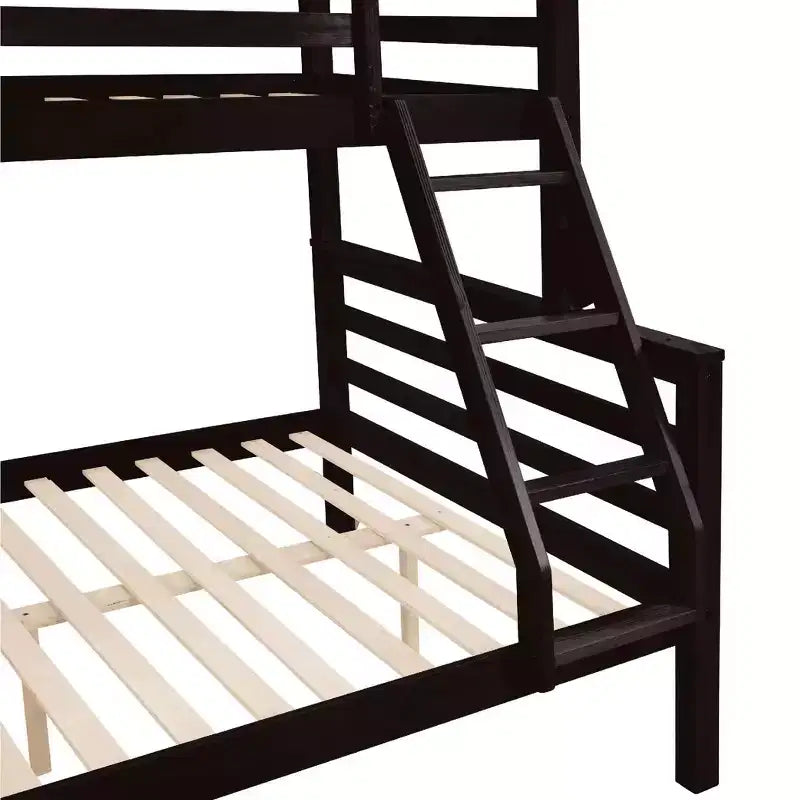 MAYEERTY Letto a castello Twin su Full con scaletta, Struttura letto in legno con sponde alte per bambini, Non richiede rete a doghe/materasso a molle